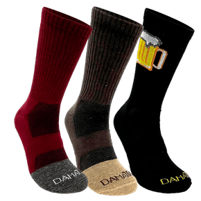 Kit 3 Pares Meia DaMatta Classic Algodão - Vinho, Marrom e Cerveja