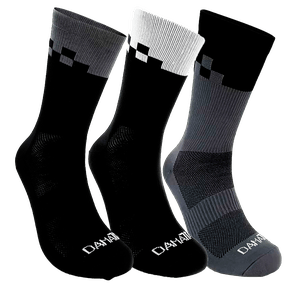 Kit 3 Pares Meia DaMatta Race Poliamida - Cinza, Branco e Preto