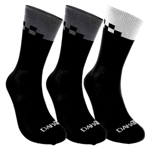 Kit 3 Pares Meia DaMatta Race Poliamida - Cinza e Branco