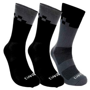 Kit 3 Pares Meia DaMatta Race Poliamida - Cinza e Preto