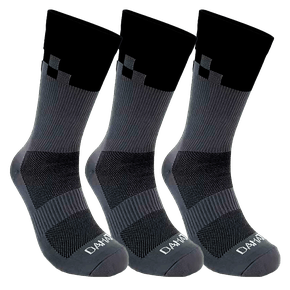 Kit 3 Pares Meia DaMatta Race Poliamida - Preto/Cinza